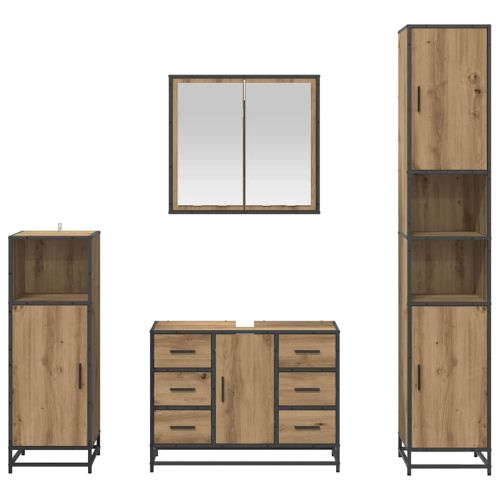 Комплект мебели за баня с чекмедже 4 pcs Дъб Инженерно дърво