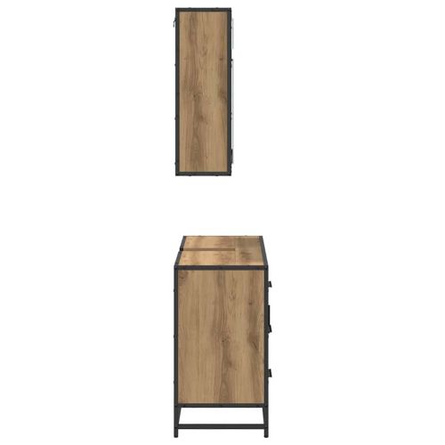 Комплект мебели за баня с чекмедже 2 pcs Дъб Инженерно дърво