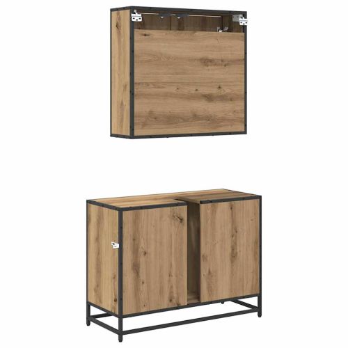 Комплект мебели за баня с чекмедже 2 pcs Дъб Инженерно дърво
