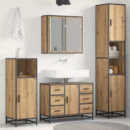 Комплект мебели за баня с чекмедже 3 pcs Дъб Инженерно дърво
