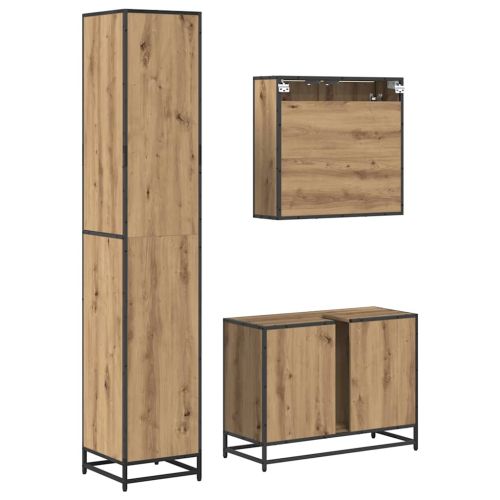 Комплект мебели за баня с чекмедже 3 pcs Дъб Инженерно дърво