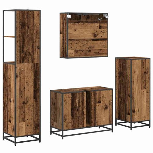 Комплект мебели за баня 4 pcs Старо дърво Инженерно дърво