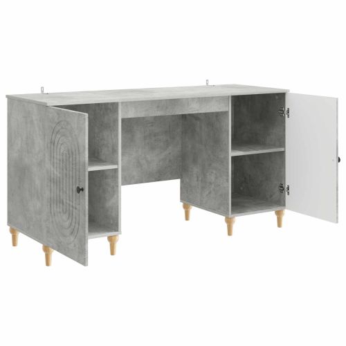 Бюро с рафт Бетонно сиво 142,5 x 50 x 75 см Инженерна дървесина