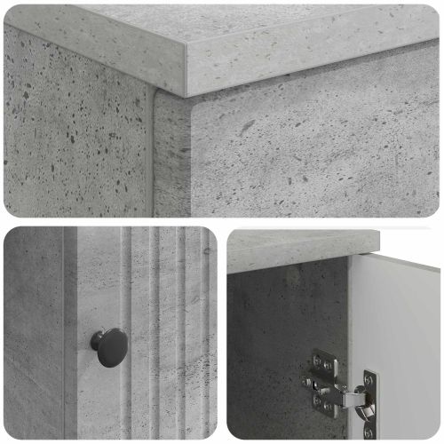 Бюро с рафт Бетонно сиво 142,5 x 50 x 75 см Инженерна дървесина