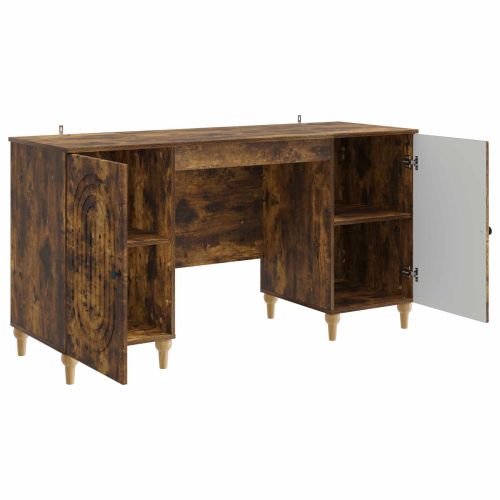 Бюро с рафт Опушен дъб 142,5 x 50 x 75 см Инженерна дървесина