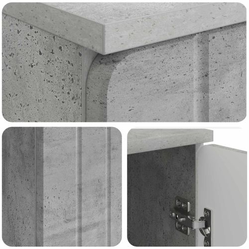 Бюро с рафт Бетонно сиво 142,5 x 50 x 75 см Инженерна дървесина