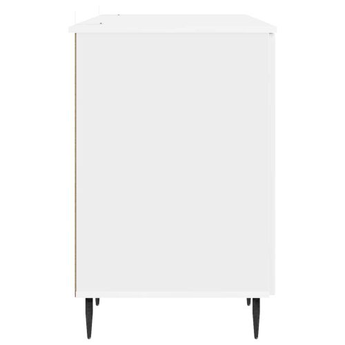Бюро с рафт Бял гланц 142,5 x 50 x 75 см Инженерна дървесина