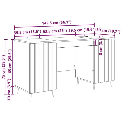 Бюро с рафт Старо дърво 142,5 x 50 x 75 см Инженерна дървесина