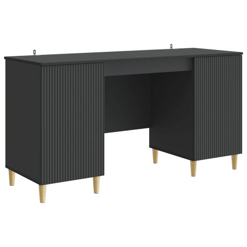 Бюро с рафт Черно 142,5 x 50 x 75 см Инженерна дървесина