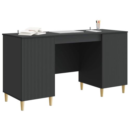 Бюро с рафт Черно 142,5 x 50 x 75 см Инженерна дървесина