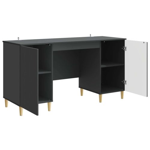 Бюро с рафт Черно 142,5 x 50 x 75 см Инженерна дървесина