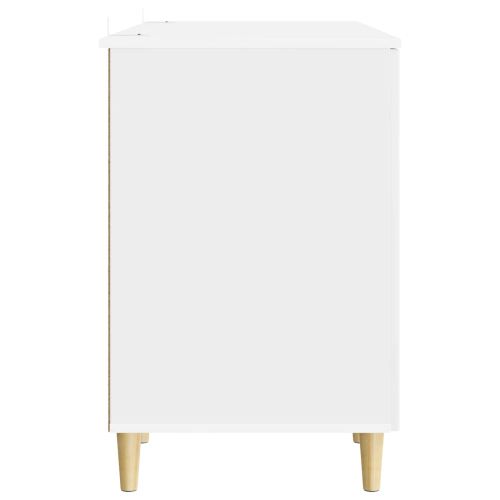 Бюро с рафт Бял гланц 142,5 x 50 x 75 см Инженерна дървесина