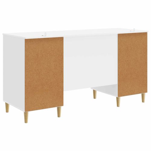 Бюро с рафт Бял гланц 142,5 x 50 x 75 см Инженерна дървесина