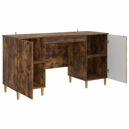 Бюро с рафт Опушен дъб 142,5 x 50 x 75 см Инженерна дървесина