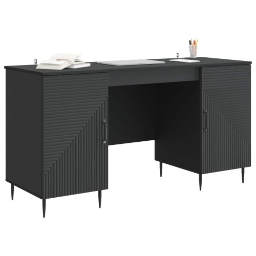 Бюро с рафт Черно 142,5 x 50 x 75 см Инженерна дървесина