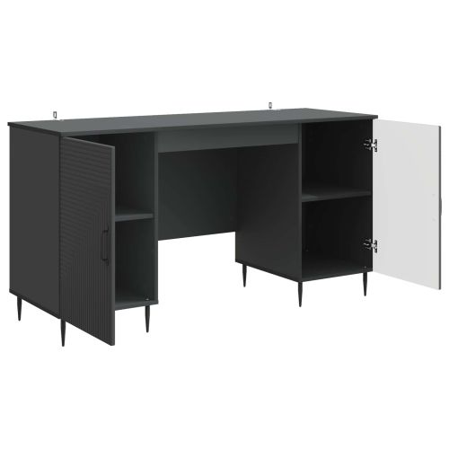 Бюро с рафт Черно 142,5 x 50 x 75 см Инженерна дървесина