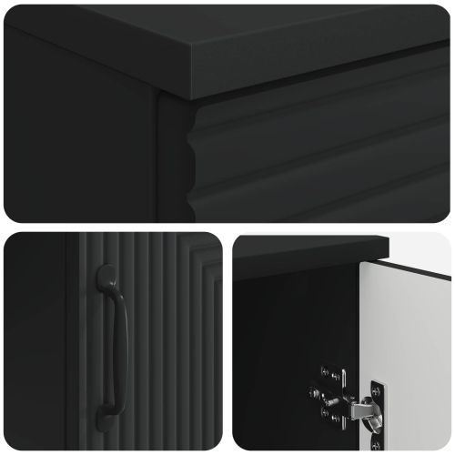 Бюро с рафт Черно 142,5 x 50 x 75 см Инженерна дървесина