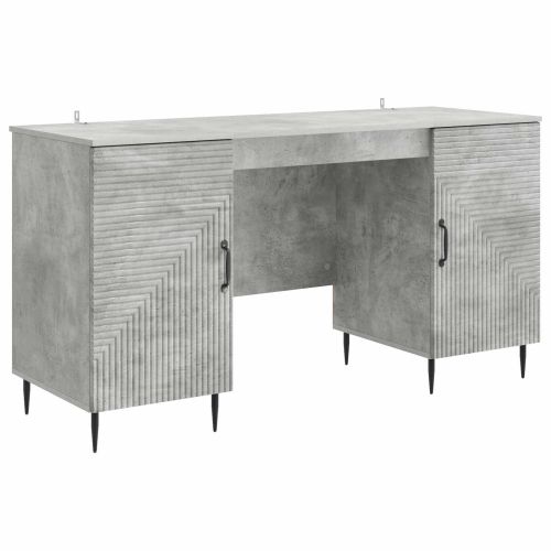 Бюро с рафт Бетонно сиво 142,5 x 50 x 75 см Инженерна дървесина