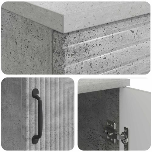 Бюро с рафт Бетонно сиво 142,5 x 50 x 75 см Инженерна дървесина