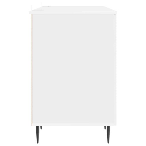 Бюро с рафт Бял гланц 142,5 x 50 x 75 см Инженерна дървесина