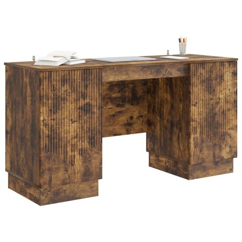 Бюро с рафт Опушен дъб 142,5 x 50 x 75 см Инженерна дървесина