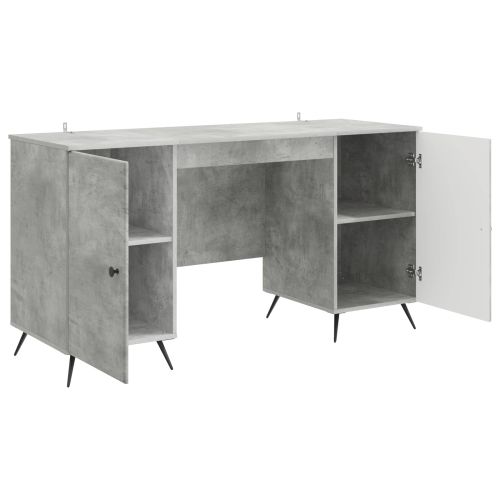 Бюро с рафт Бетонно сиво 142,5 x 50 x 75 см Инженерна дървесина