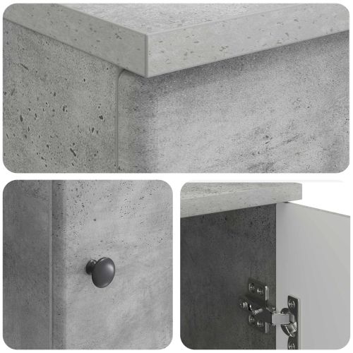 Бюро с рафт Бетонно сиво 142,5 x 50 x 75 см Инженерна дървесина