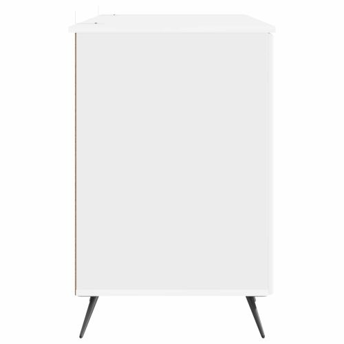 Бюро с рафт Бял гланц 142,5 x 50 x 75 см Инженерна дървесина