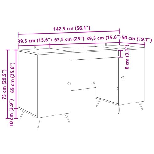 Бюро с рафт Старо дърво 142,5 x 50 x 75 см Инженерна дървесина