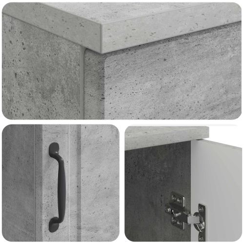 Бюро с рафт Бетонно сиво 142,5 x 50 x 75 см Инженерна дървесина