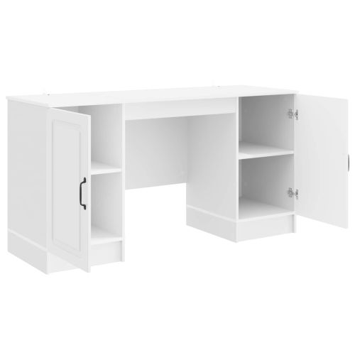 Бюро с рафт Бял гланц 142,5 x 50 x 75 см Инженерна дървесина