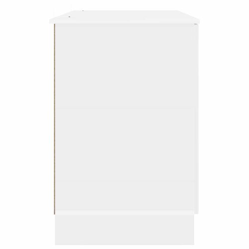Бюро с рафт Бял гланц 142,5 x 50 x 75 см Инженерна дървесина