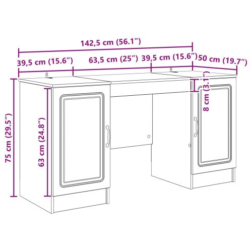 Бюро с рафт Дъб артизан 142,5 x 50 x 75 см Инженерна дървесина