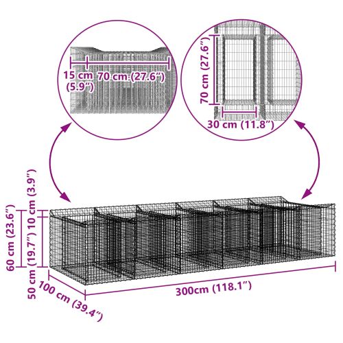 Габиона повдигнато легло 2 pcs Сребристо