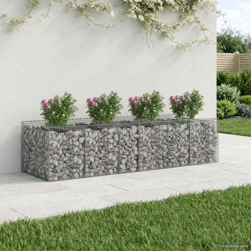 Габиона повдигнато легло 3 pcs Сребристо
