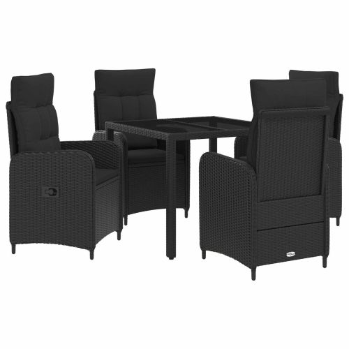 Комплект за хранене на открито 5 pcs Черно 90 x 90 x 75 cm