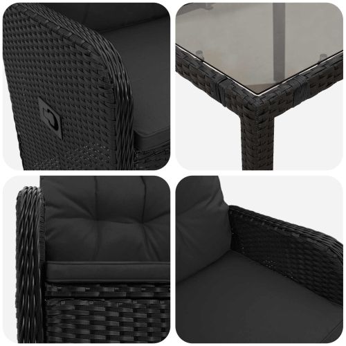 Комплект за хранене на открито 5 pcs Черно 90 x 90 x 75 cm