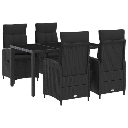 Комплект за хранене на открито 5 pcs Черно 150 x 90 x 75 cm