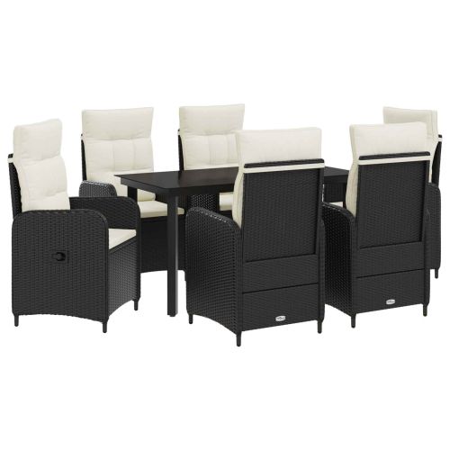 Комплект кафе маси с възглавница 7 pcs Черно и кремаво бяло