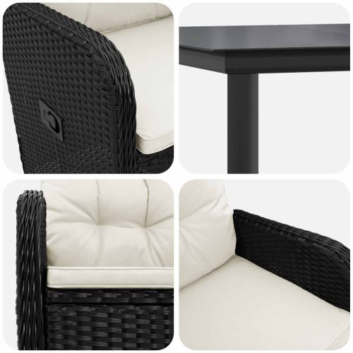 Комплект кафе маси 5 pcs PE ратан и стомана с прахово покритие