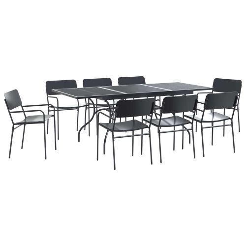 Комплект за хранене в градината 9 pcs Антрацит Стомана