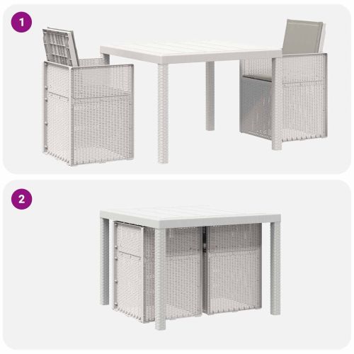 Комплект за хранене в градината 3 pcs Бяло и светлосиво ПП