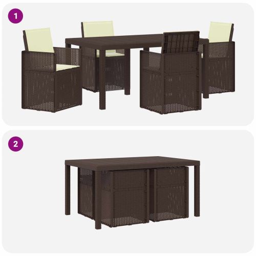 Комплект за хранене в градината 5 pcs Кафяво и кремаво ПП