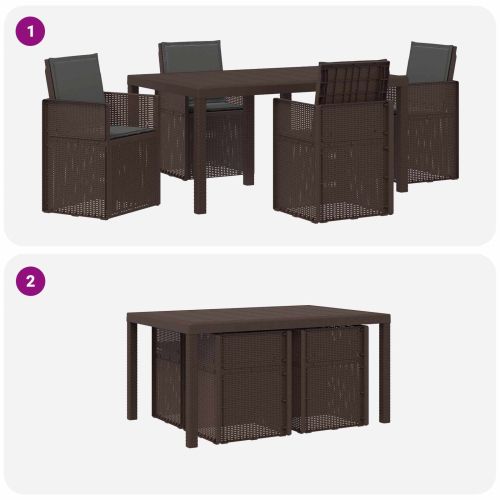 Комплект за хранене в градината 5 pcs Кафяво и антрацит ПП