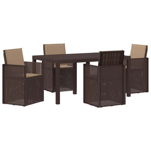 Комплект за хранене в градината 5 pcs Кафяво и таупе ПП