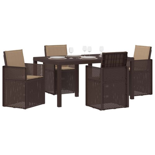 Комплект за хранене в градината 5 pcs Кафяво и таупе ПП