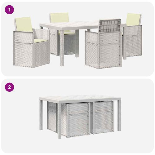 Комплект за хранене в градината 5 pcs Бяло и кремаво ПП