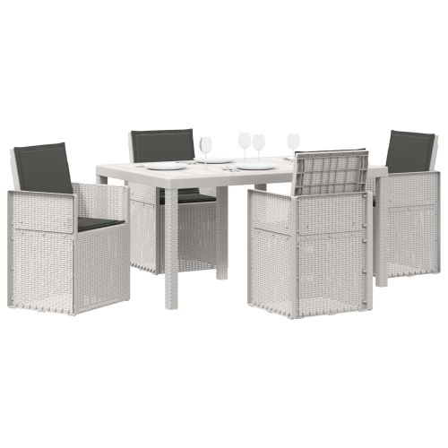 Комплект за хранене в градината 5 pcs Бяло и антрацит ПП