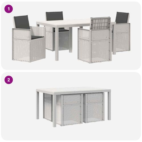 Комплект за хранене в градината 5 pcs Бяло и антрацит ПП