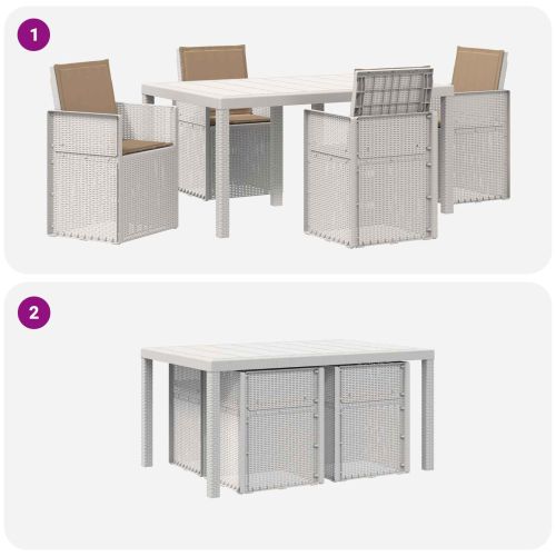 Комплект за хранене в градината 5 pcs Бяло и таупе ПП